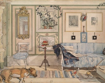 Swedish ART Print by Carl Larsson Swedish artist of Cozy Corner 1894