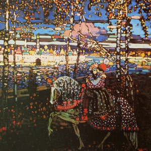 Fine Art Print by Russian artist Kandinsky-- Couple Riding from 1906