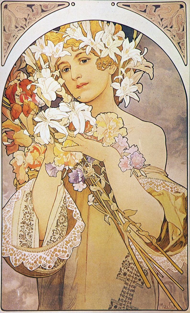 ART NOUVEAU Print Named FLOWER by Alphonse Mucha 1897 - Etsy UK