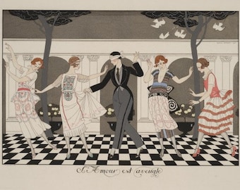 ART DECO Home Decor PRINT of Fabulous Dance Party Game by famed Georges Barbier