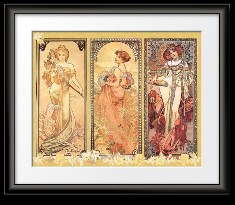 Art NOUVEAU ART Print Poster is FABULOUS Alphonse Mucha named Seasons in Art Nouveau Style image 2