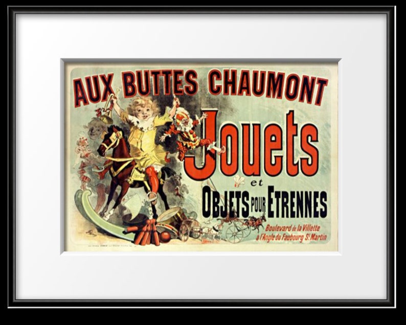 Poster from Friends televison show. Aux Buttes Chaumont toy advertisement by Cheret. image 2