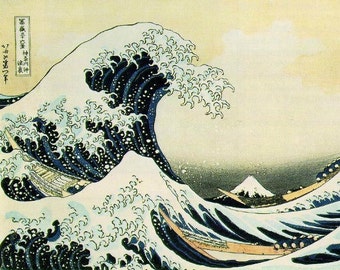 Print of Great Wave by famed Japanese artist.