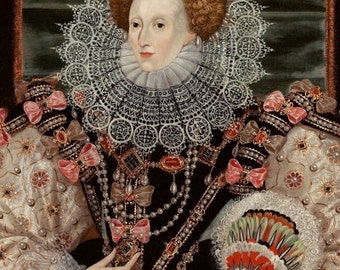 Queen Elizabeth 1 Portrait Print from 1600 by George Gower