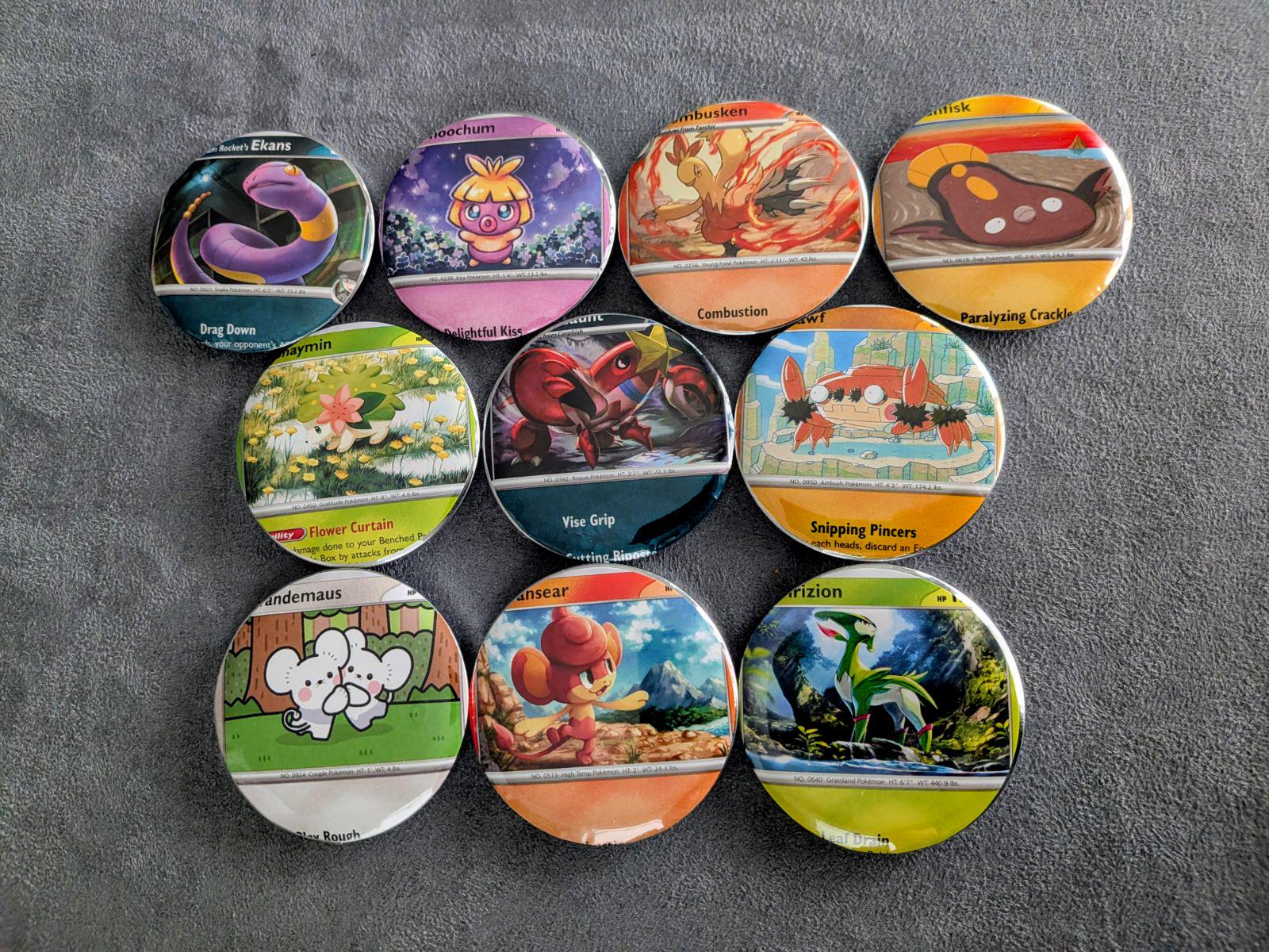 Pokémon Button Pins - 2.25 Inch Set of 10 TCG Pokémon Card Inspired - Etsy