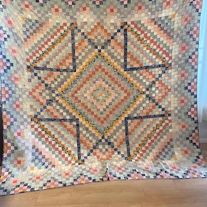Große japanische Shibori-Patchworkdecke / Vintage-Kimono-Seide / Wendbar / Handgefertigt / Tagesdecke oder Wandteppich