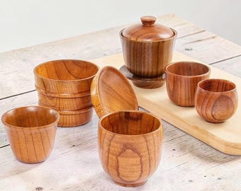 Handcrafted Beech Wood Tea and Coffee Cups, Rustic Wooden Mugs