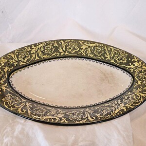 Altertons England Florentine Oval Dish - Yellow and Black Transferware
