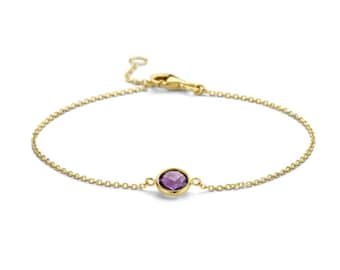 Amethyst bracelet  February Birthstone | Dainty Sterling Silver Tennis  | Bezel Gemstone Jewelry Gift