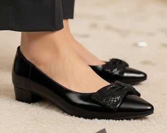 Black Leather Mules | Slingback Sandals | Bow Flats | Summer Shoes | Burgundy