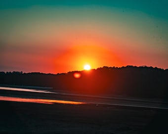 Sunset wall Canvas Print, Sunset by the Lake