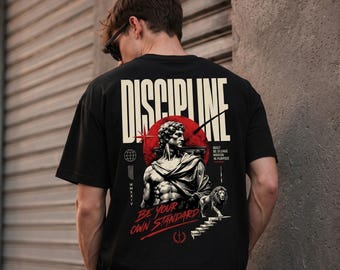 Stoic Discipline PNG, Greek Statue Gym Motivation T-Shirt Design Digital Download