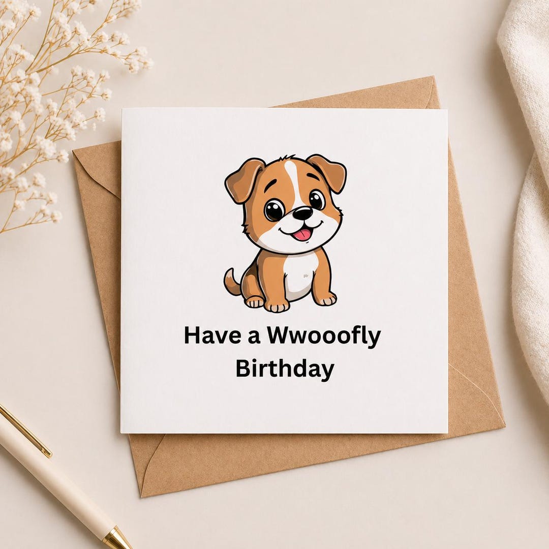 Funny Birthday Card, Puppy Illustration, Dog Lover Gift, Animal ...