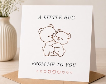 Tarjeta de abrazo de oso, Pensando en ti, Mensaje reconfortante, Enviando cariño