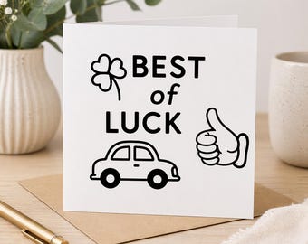 Tarjeta de buena suerte para exámenes de conducir / Mensaje de ánimo sencillo 6x6 pulgadas