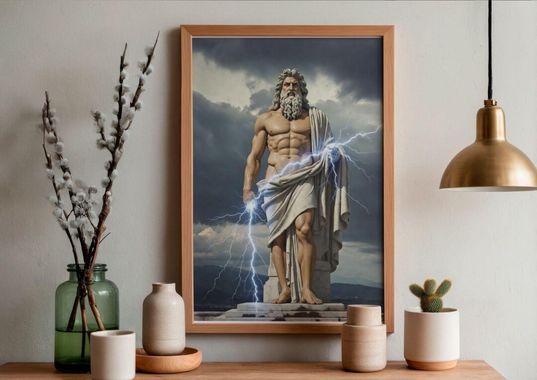 Zeus Greek God Art Print – King of Gods Mythology Illustration – Epic ...