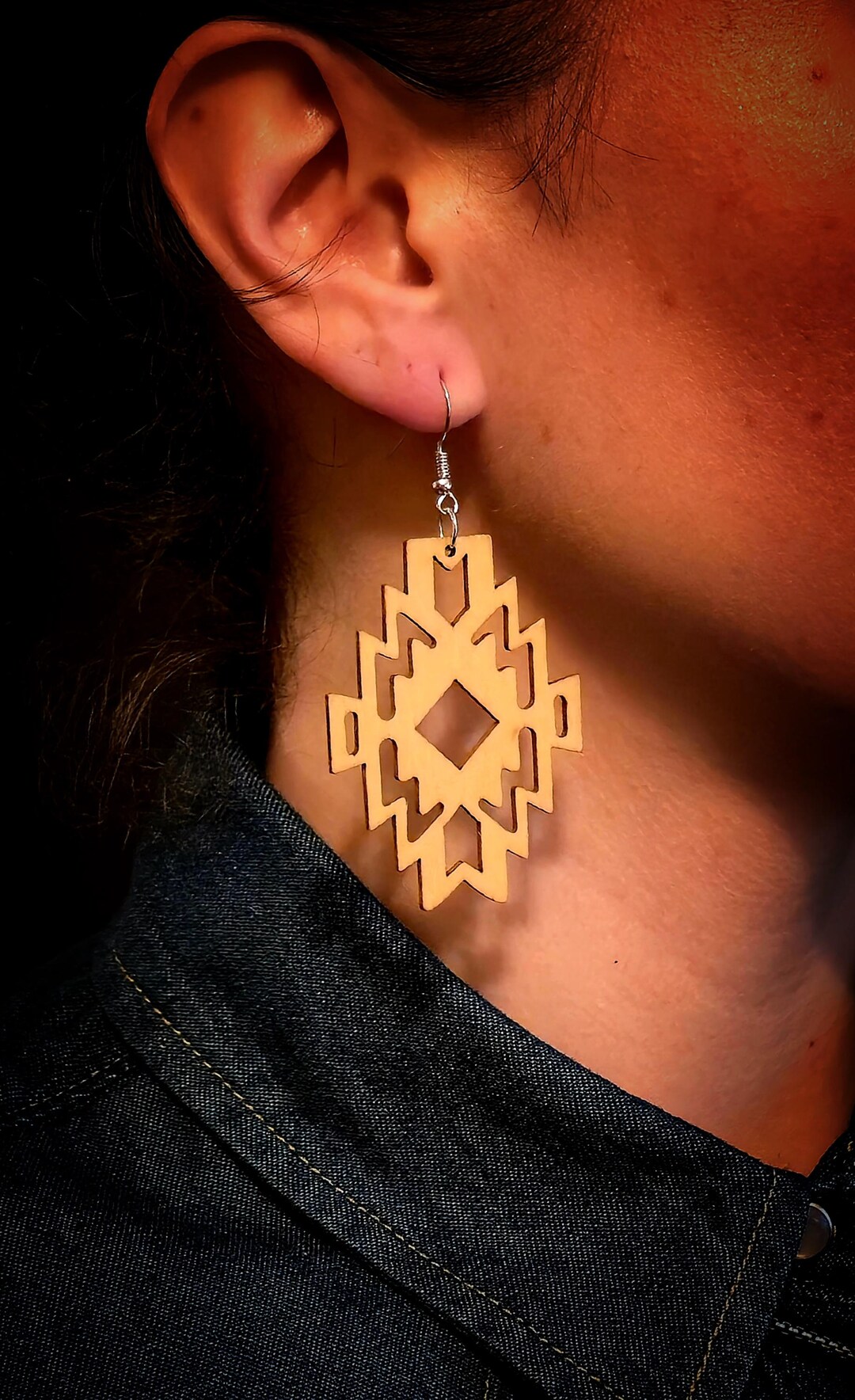 Handmade Wooden Aztec Shape Earrings - Etsy