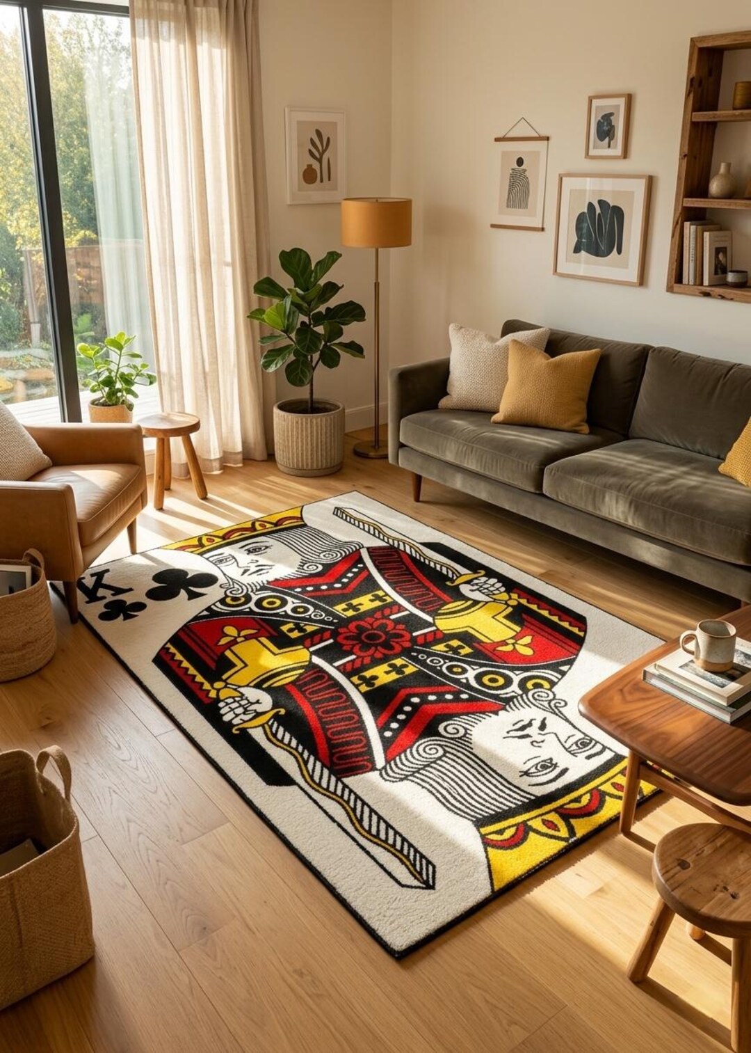 Seven Kings Rug Hand Tufted Wool Rug, Playing Card King Rug, King of Clubs Carpet ...
