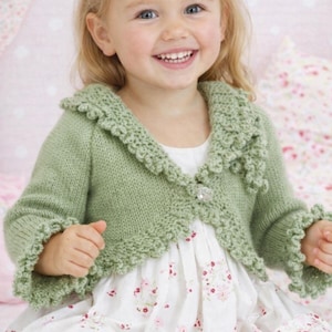 Ruffle Edge Girls Bolero Knitting Pattern PDF Baby Toddler Summer jacket Cardigan DK 8ply 16 - 26" Age 0 - 6 yrs