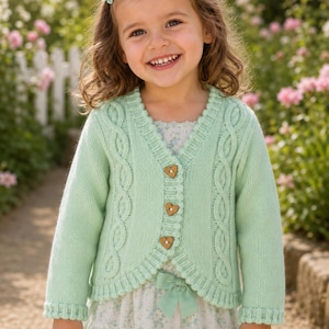 Pretty Cable Bolero Knitting Pattern PDF Girls Toddler Summer Jacket Aran 10ply Worsted 22 - 32" Age 2 - 13 yrs Download