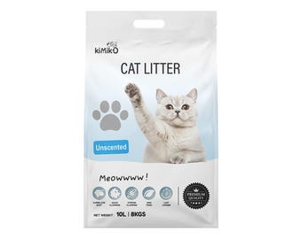 Arena para gatos de bentonita sin perfume Kimiko: bajo contenido de polvo, aglomeración fuerte.