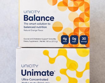 Ensemble bien-être Unicity Unimate + Balance | Boisson énergisante Yerba Mate et soutien métabolique équilibré