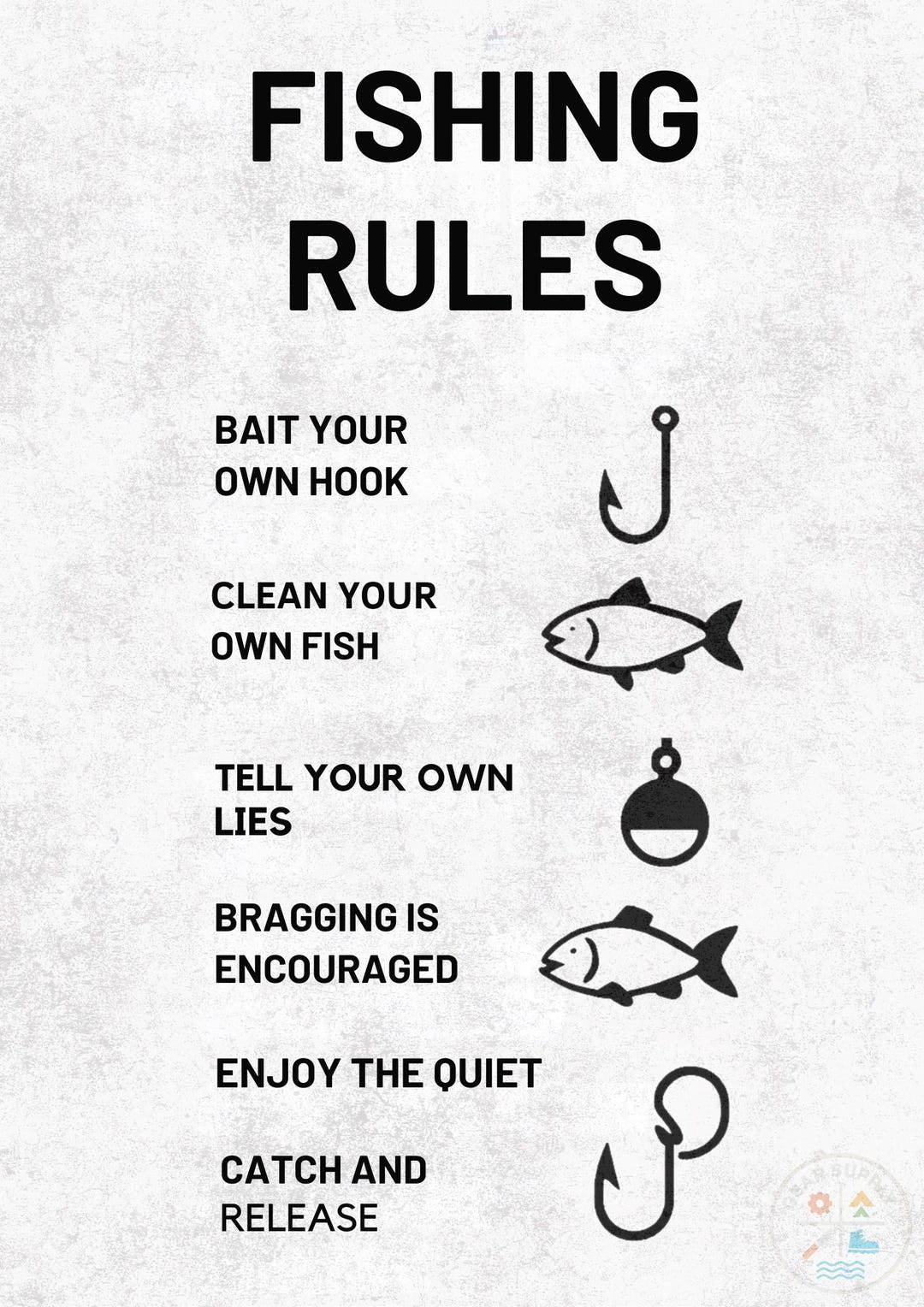 Fishing Rules Poster Fisherman Wall Art Fishing Decor Gift for ...