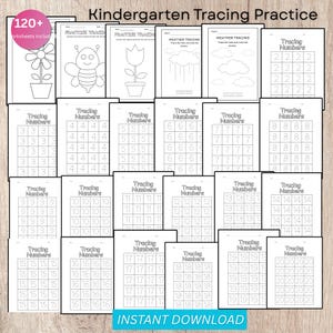 幼稚園児向け算数なぞり書きワークシート｜数字1～100（PDF版、デジタルダウンロード）