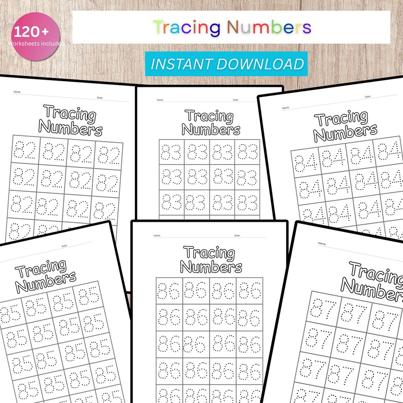 Kindergarten Math Tracing Worksheets | Numbers 1-100 Preschool Counting ...