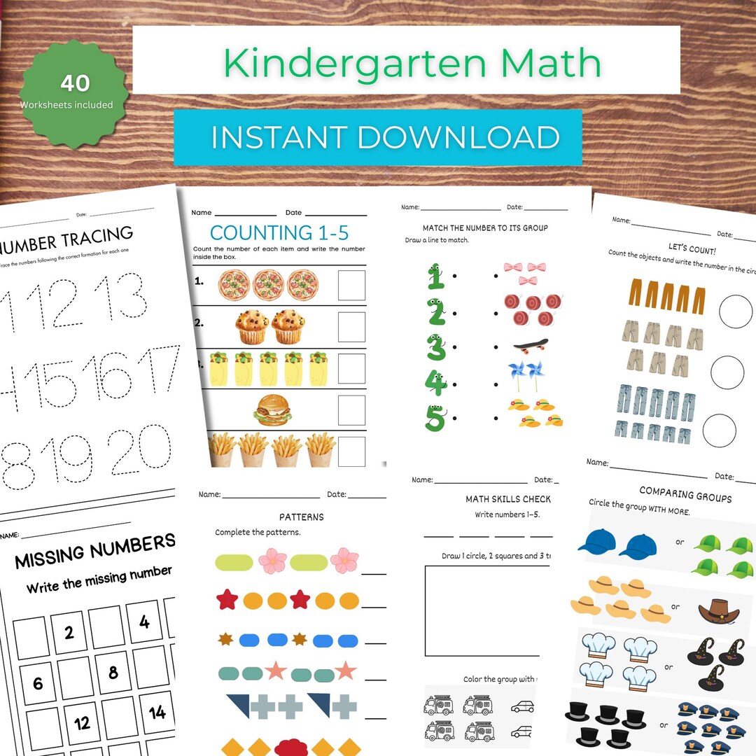 Tracing Basic Addition Kindergarten Addition Worksheets | Preschool Tracing Practice (digital ...