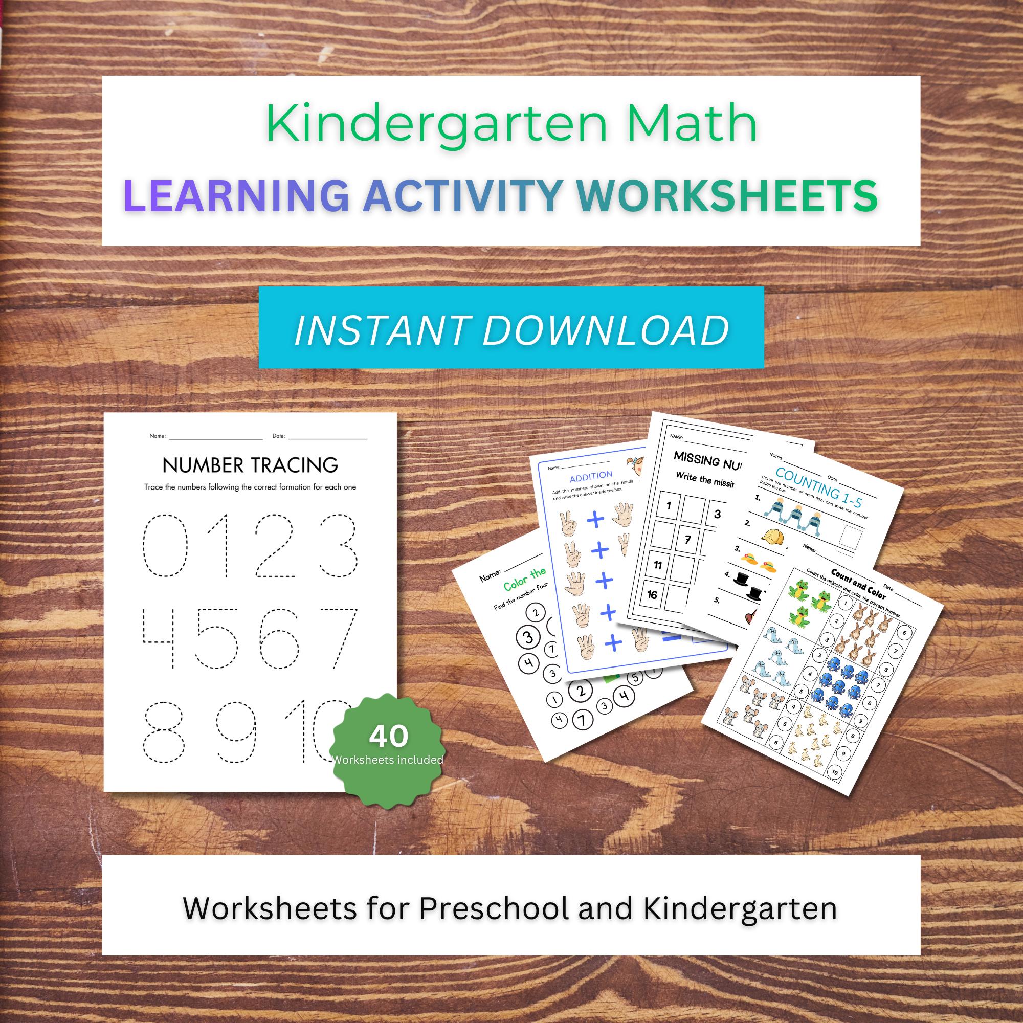 Tracing Basic Addition Kindergarten Addition Worksheets | Preschool Tracing Practice (digital ...