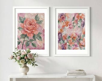 Conjunto de arte de parede islâmica floral com o versículo 91:9 do Alcorão, caligrafia árabe para impressão (download digital)