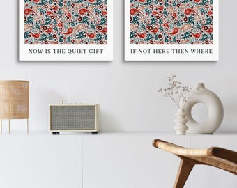 Arte em tela com estampa Paisley | Citação "Se não aqui, então onde?", decoração de inspiração islâmica