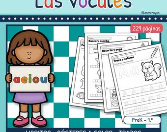 Spanish Vowels Printable | 229 Pages A E I O U Worksheets, Posters, Mini Books | PreK Kindergarten | Activities in Spanish