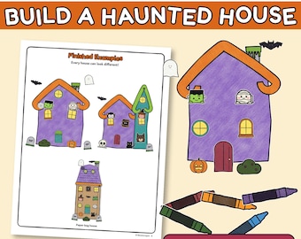 Build a Haunted House Craft, Halloween Writing Activity, Paper Bag House, Kindergarten 1st 2nd Grade Printable, Fall Classroom Craft