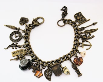 Peter Pan And Wendy and Lost Boys Charm Bracelet III in Antiqued Bronze