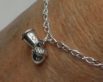 Acorn and Thimble Solid Sterling Silver Bracelet, Peter Pan and Wendy Hidden Kisses Second Star Right