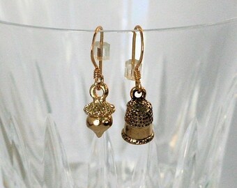 Thimble & Acorn Kiss Earrings Peter Pan and Wendy Kisses in Vermeil and Pewter