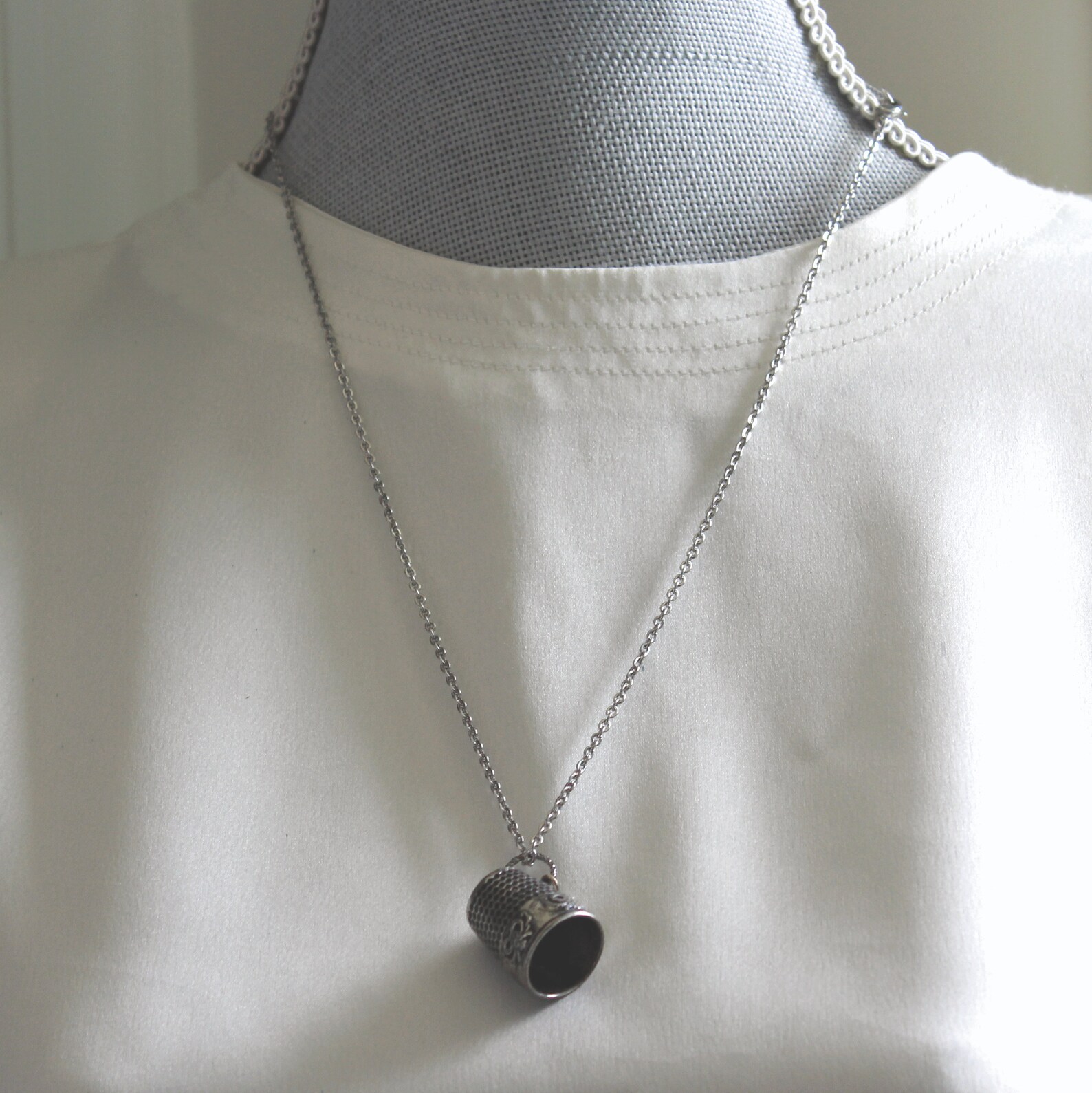 Peter Pan Thimble and Acorn Kiss Necklace SET in Stainless Etsy