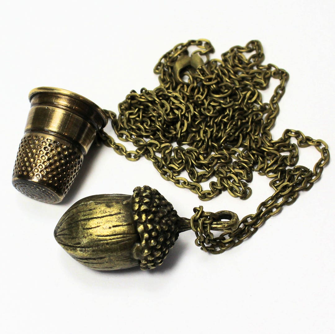 Thimble and Acorn Necklace SET Peter Pan Jewelry Thimble & Etsy