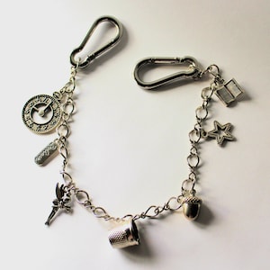 Purse Charm Bag Charm Purse Chain Bag Chain Silver Thimble and Acorn Peter Pan and Wendy
