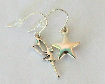 Peter Pan Tinkerbelle Neverland Earrings in Solid Sterling Silver Second Star Right