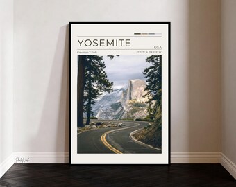 Glacier Point Yosemite Poster, Yosemite National Park Wall Art, California Landscape Print, Half Dome View, Vintage Travel Poster