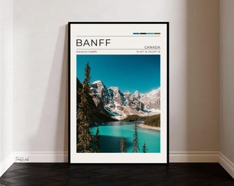 Lake Louise Banff National Park Poster, Alberta Canada Mountain Wall Art, Travel Landscape, Minimalist Nature Poster, Canadian Rockies Decor