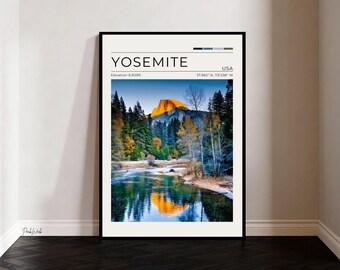 Yosemite National Park Half Dome Poster, California USA Wall Art, Vintage Travel Print, Sierra Nevada Landscape Art, Minimalist Nature Decor