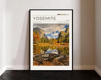 Tunnel View Yosemite Poster, Yosemite National Park Wall Art, California Landscape Print, El Capitan Half Dome View, Vintage Travel Poster