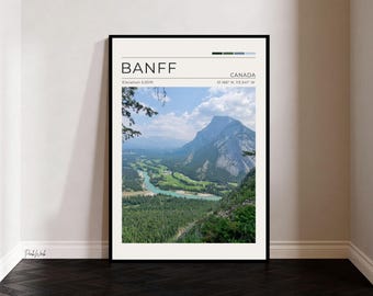 Tunnel Mountain Banff Poster, Banff National Park Wall Art, Alberta Canada Mountain Landscape Print, Vintage Travel Poster