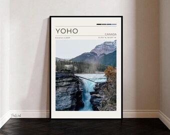 Natural Bridge Yoho Poster, Yoho National Park Wall Art, British Columbia Canada River Landscape Print, Vintage Travel Poster
