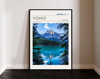 Emerald Lake Yoho Poster, Yoho National Park Wall Art, British Columbia Canada Mountain Lake Print, Vintage Travel Poster