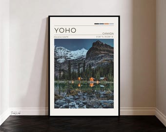 Lake O’Hara Yoho Poster, Yoho National Park Wall Art, British Columbia Canada Alpine Lake Print, Vintage Travel Poster